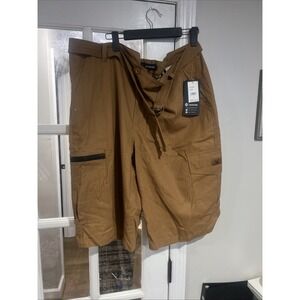 Akademiks Men's Brown Cargo Shorts Zip Solid Size 44 Big & Tall